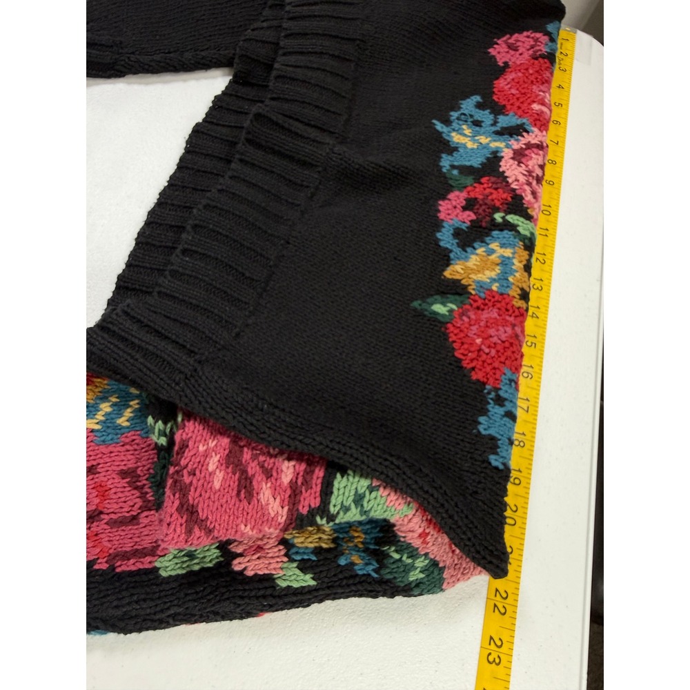 Vintage No Boundaries Floral Sweater Womens M 90s Floral Chunky Knit Cottagecore - Picture 6 of 8